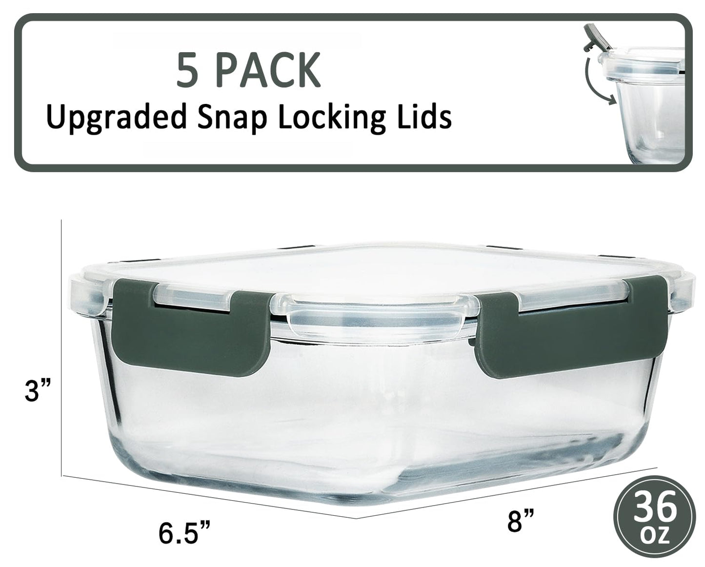 5 Set Durable, Leakproof & Oven-Safe – Premium Borosilicate Glass Containers
