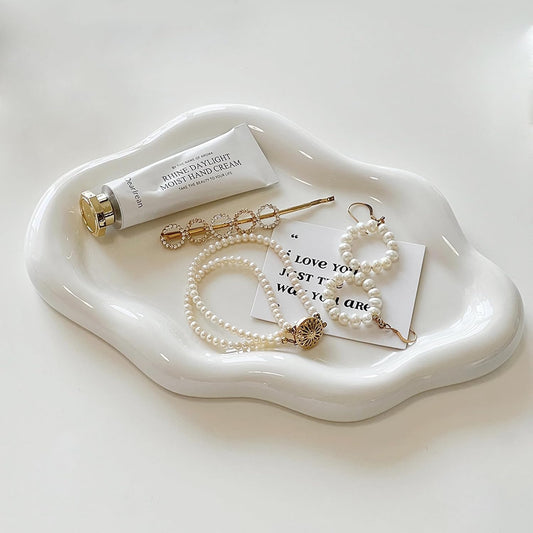 Cloud-Shaped Ceramic Jewelry Tray – Elegant, Functional, Gift-Ready