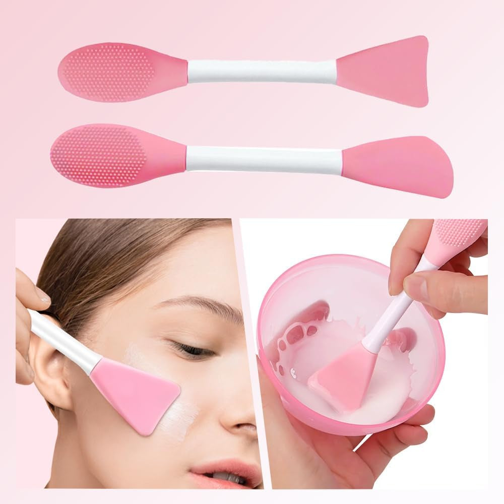 Silicone Face Mask Brush Set - 2PCS Cosmetic Applicators for Flawless Facial & Eye Mask Application - Essential DIY Beauty Tool