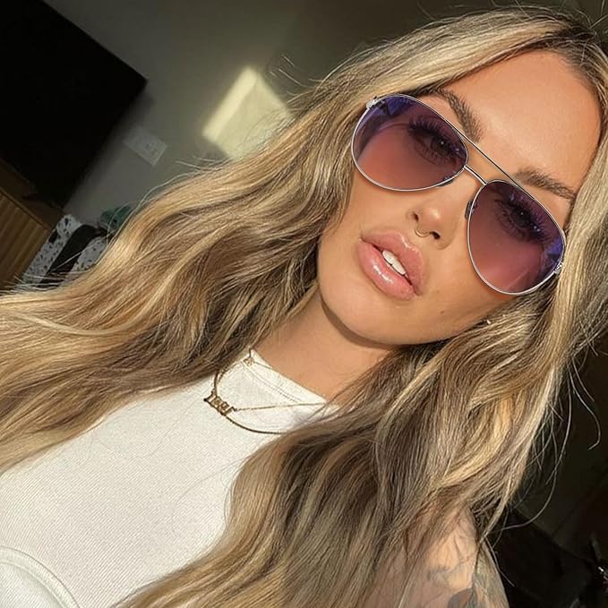 Trendy Double Bridge Metal Sunglasses