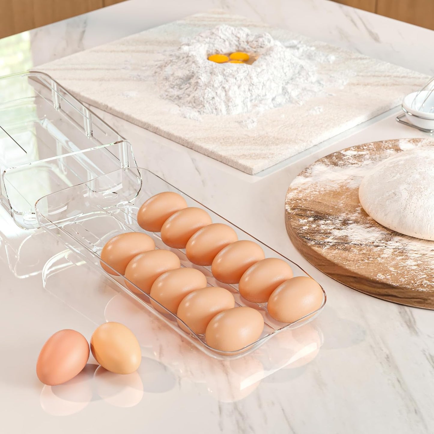 Auto-Rolling Egg Storage Drawer – Holds 12–14 Eggs