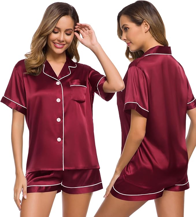 Women’s Silk Satin Pajama Set – 2-Piece Lounge & Sleepwear