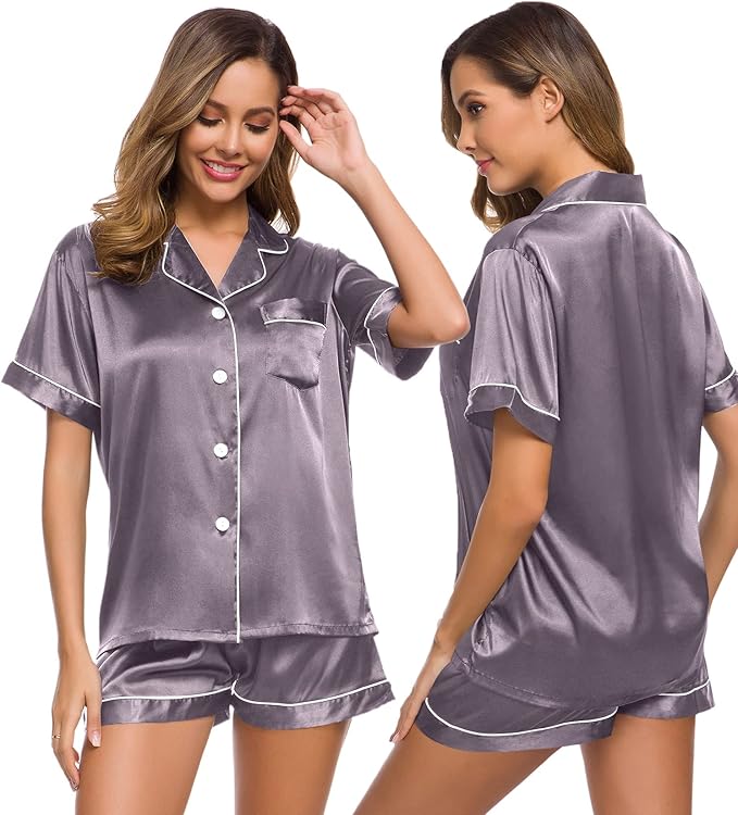 Women’s Silk Satin Pajama Set – 2-Piece Lounge & Sleepwear