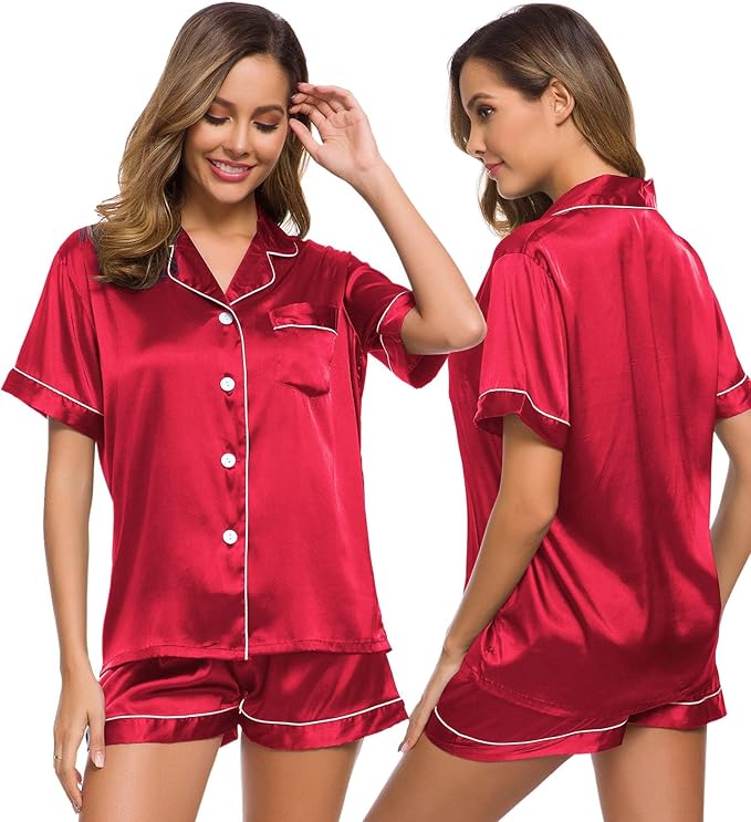 Women’s Silk Satin Pajama Set – 2-Piece Lounge & Sleepwear