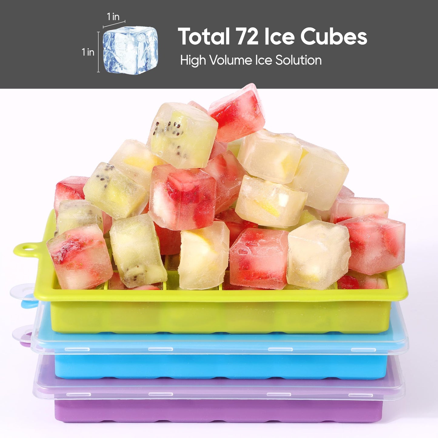 Silicone Ice Cube Tray Set – Food-Grade, Stackable with Lids