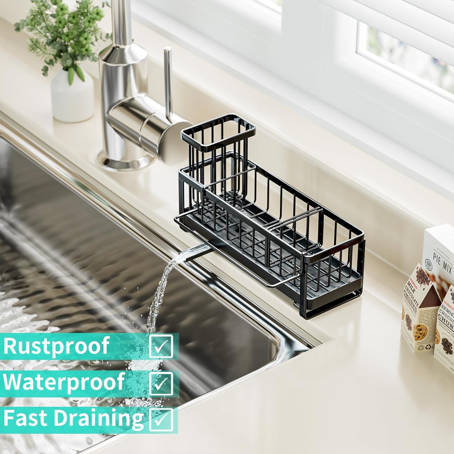 Stainless Steel Sink Caddy with Rotating Drain Pipe