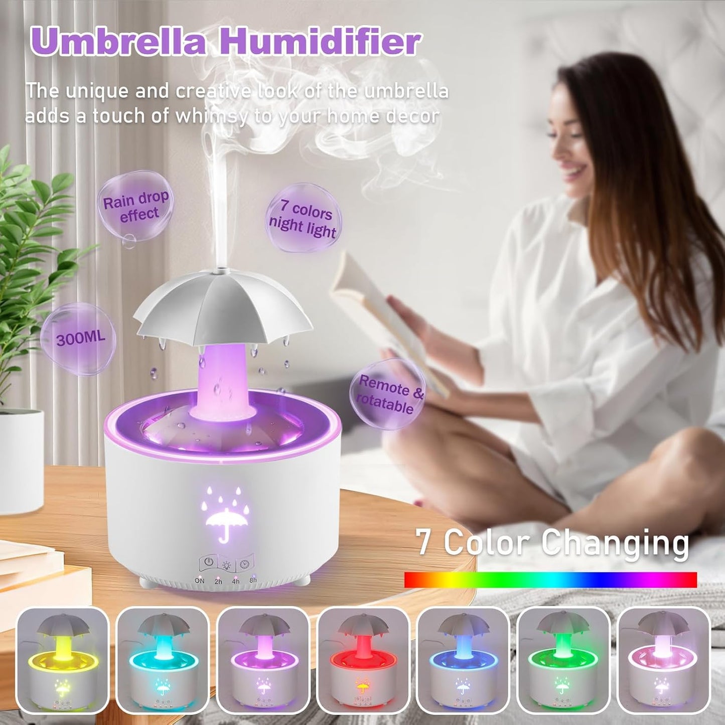 Rotatable Umbrella Humidifier – Relax to the Sound of Rain