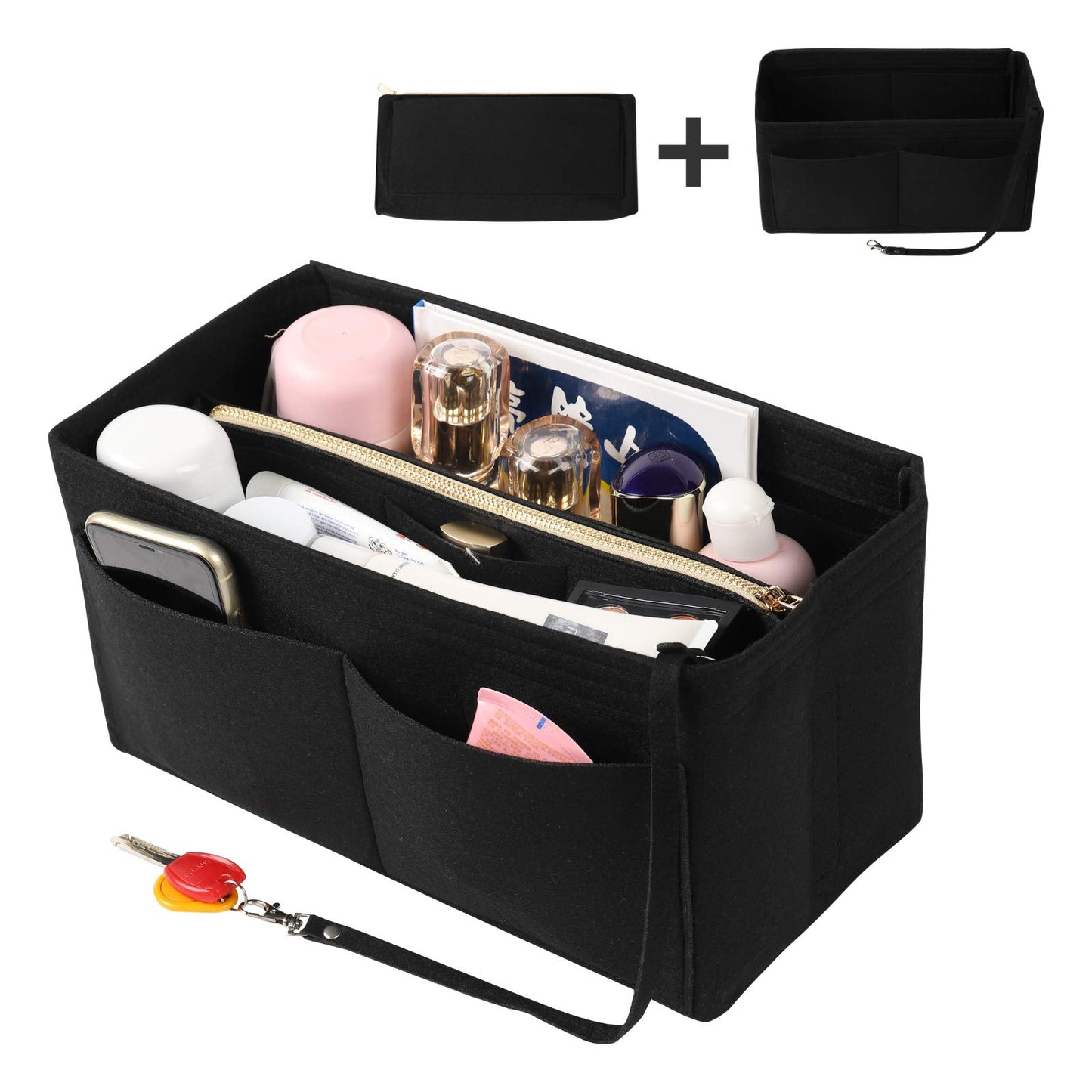 Felt Handbag Organizer – Multi-Pocket with Zipper
