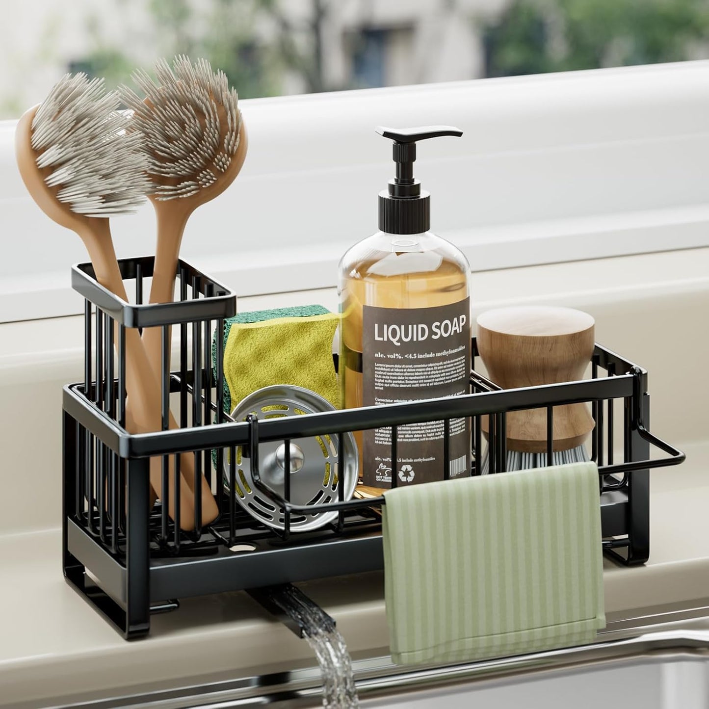 Stainless Steel Sink Caddy with Rotating Drain Pipe