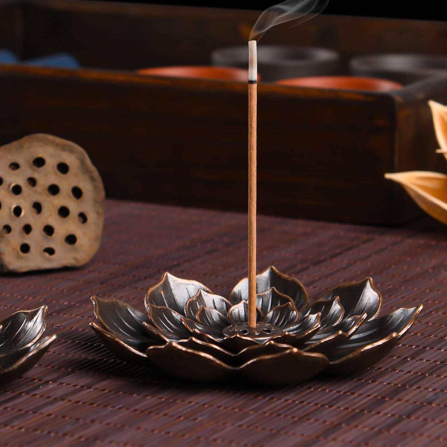 Lotus Incense Burner – 3-in-1 Zinc Alloy Holder
