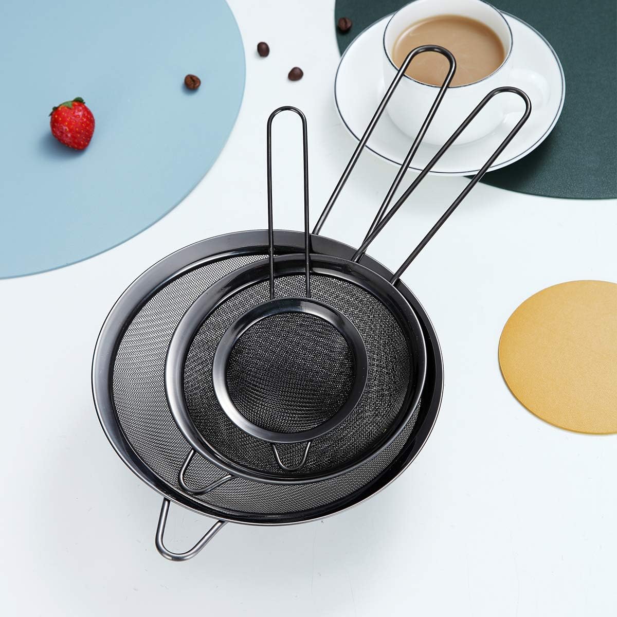 Fine Mesh Strainer Set – 3-Piece Stainless Steel Sieve Set