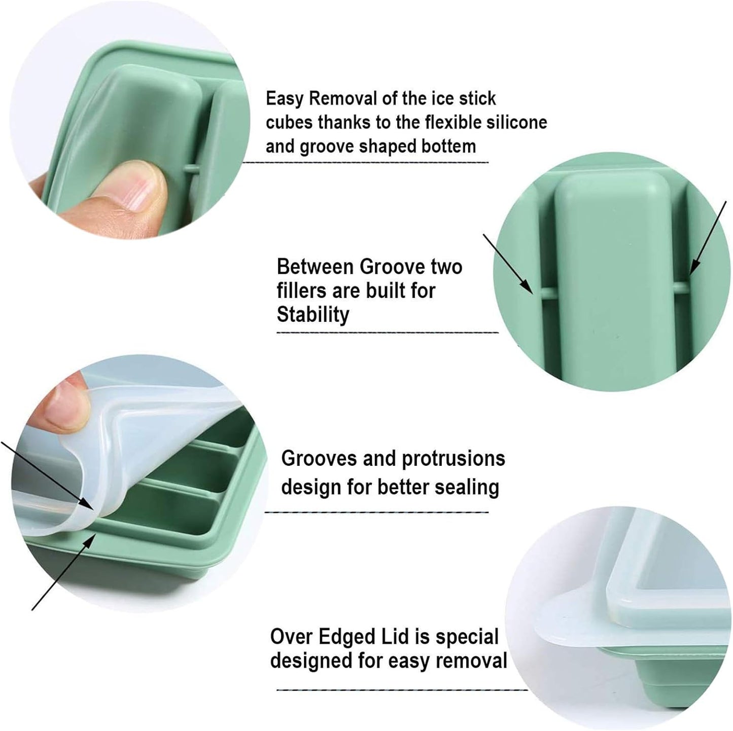 Silicone Ice Stick Tray with Lids – 10-Cube Water Bottle Mold