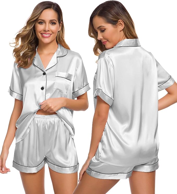 Women’s Silk Satin Pajama Set – 2-Piece Lounge & Sleepwear