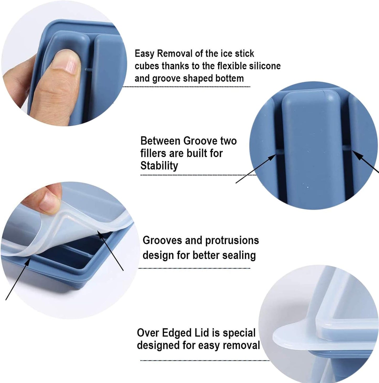 Silicone Ice Stick Tray with Lids – 10-Cube Water Bottle Mold