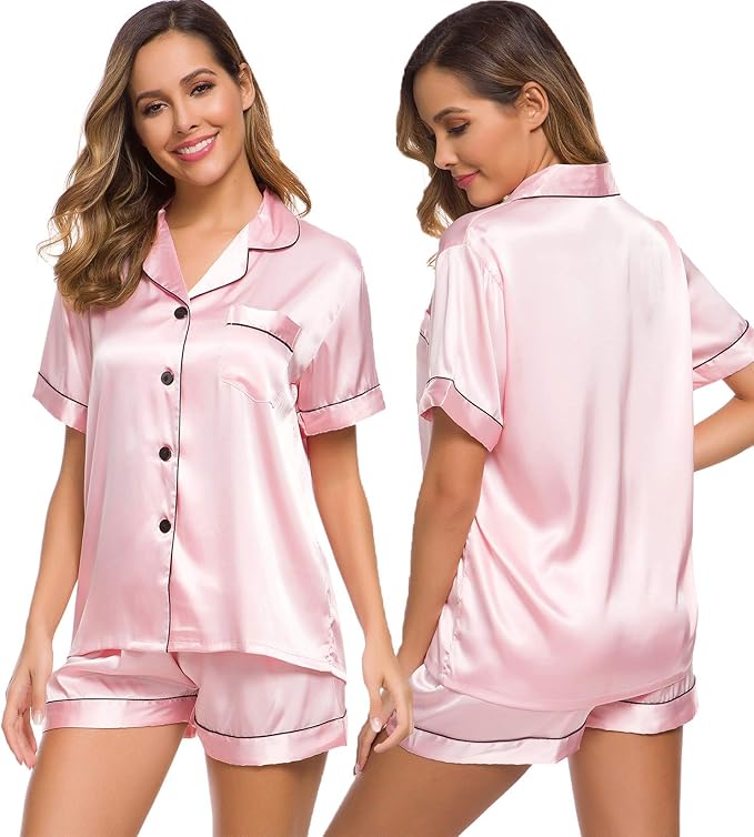 Women’s Silk Satin Pajama Set – 2-Piece Lounge & Sleepwear