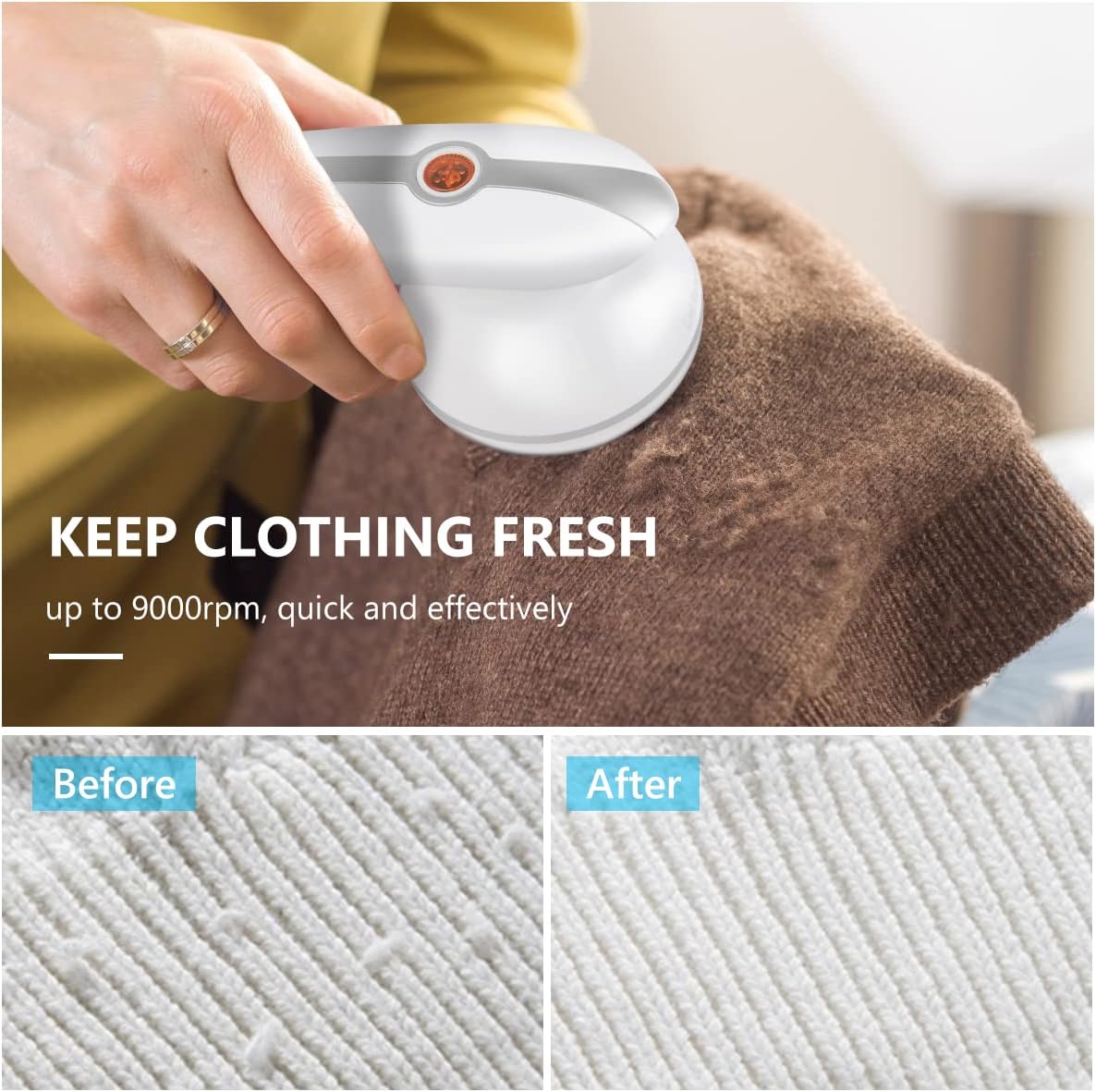 Portable Fabric Lint Remover – USB Rechargeable, 6-Blade Design