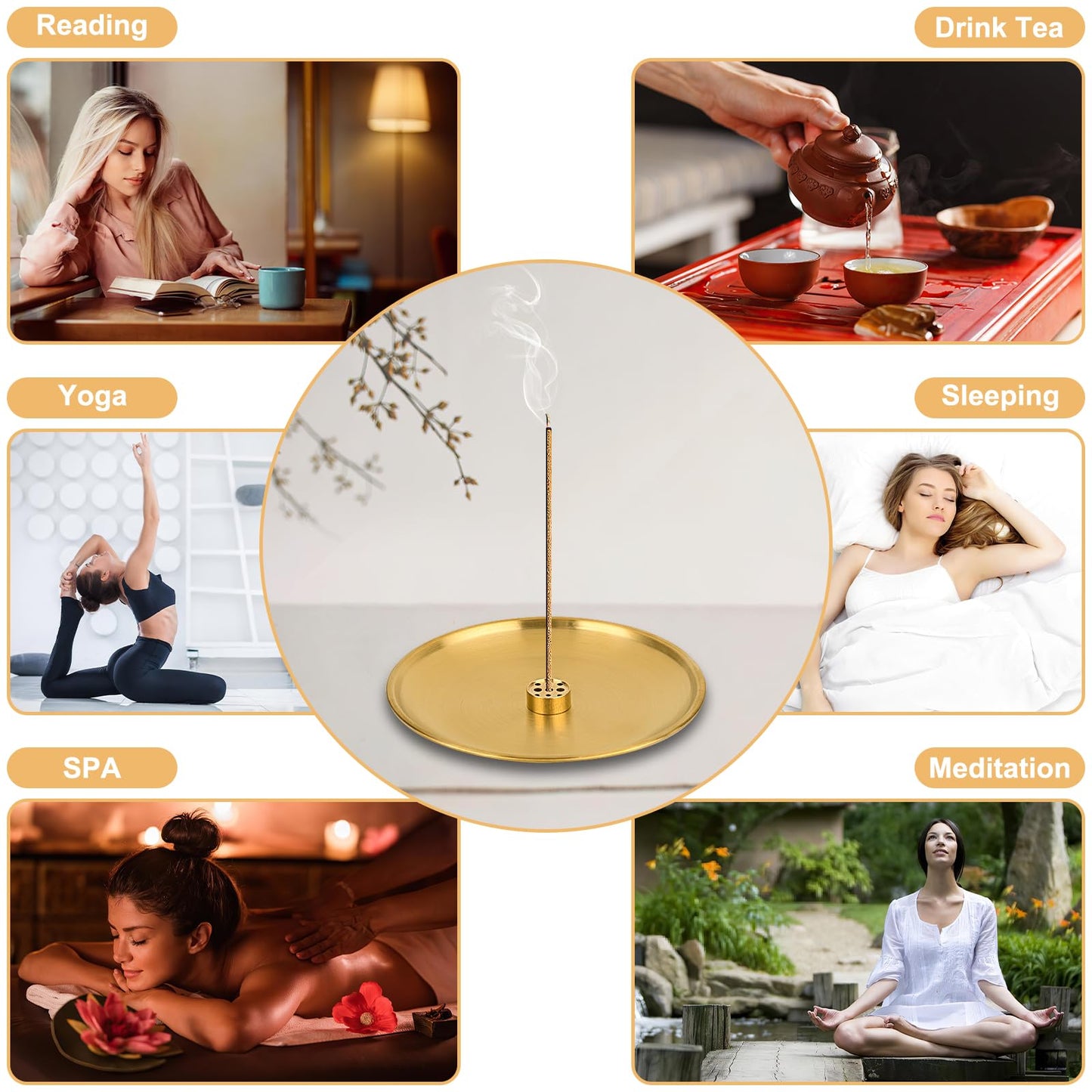 3-in-1 Incense Holder with Large Ash Catcher – Brass & Alloy