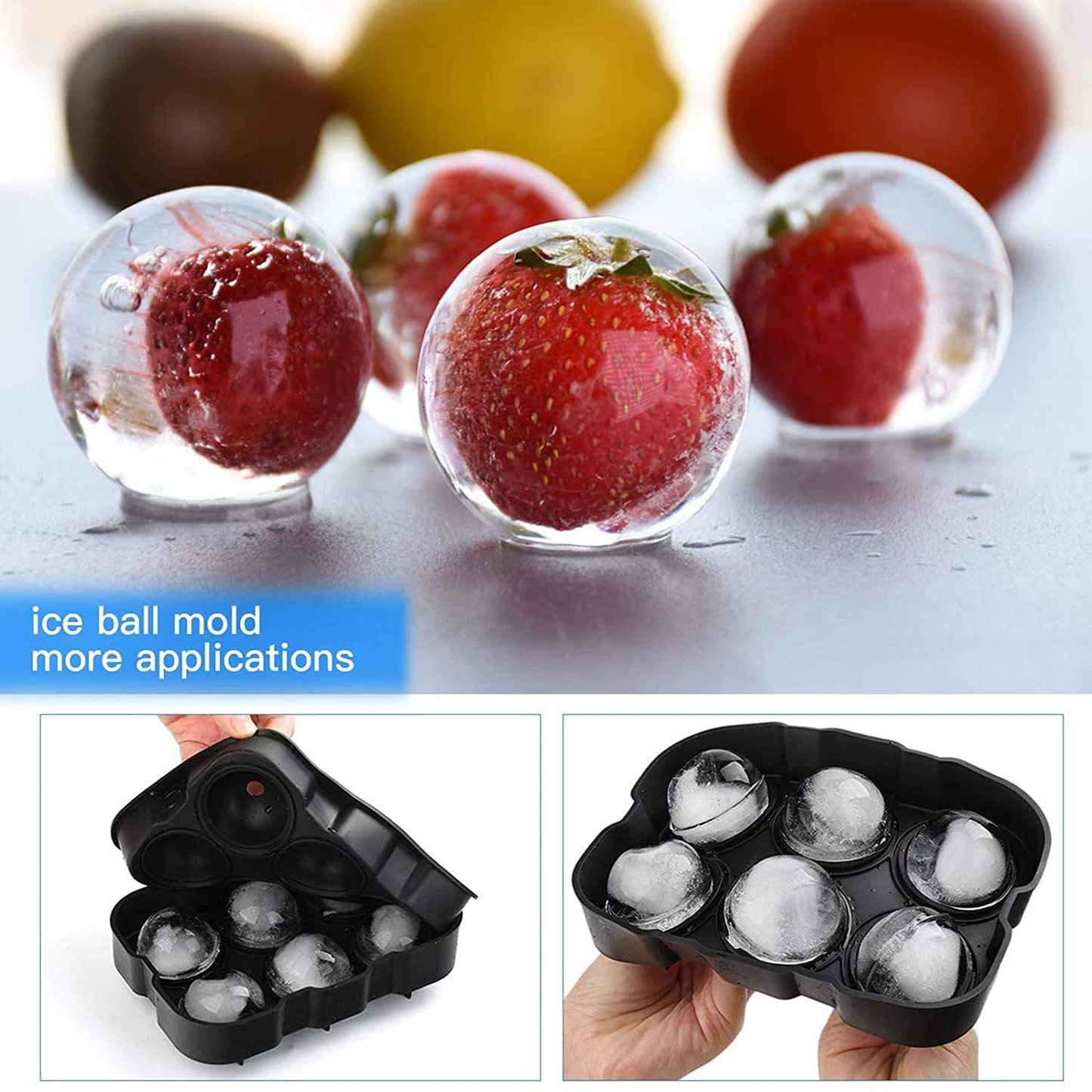 Silicone Ice Cube Tray Set – Large Square & Sphere Molds (BPA-Free)