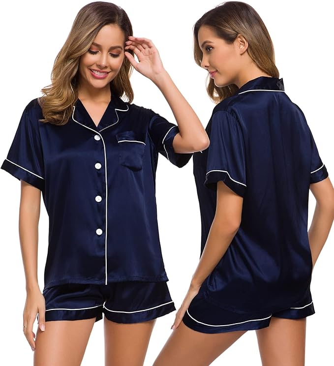 Women’s Silk Satin Pajama Set – 2-Piece Lounge & Sleepwear