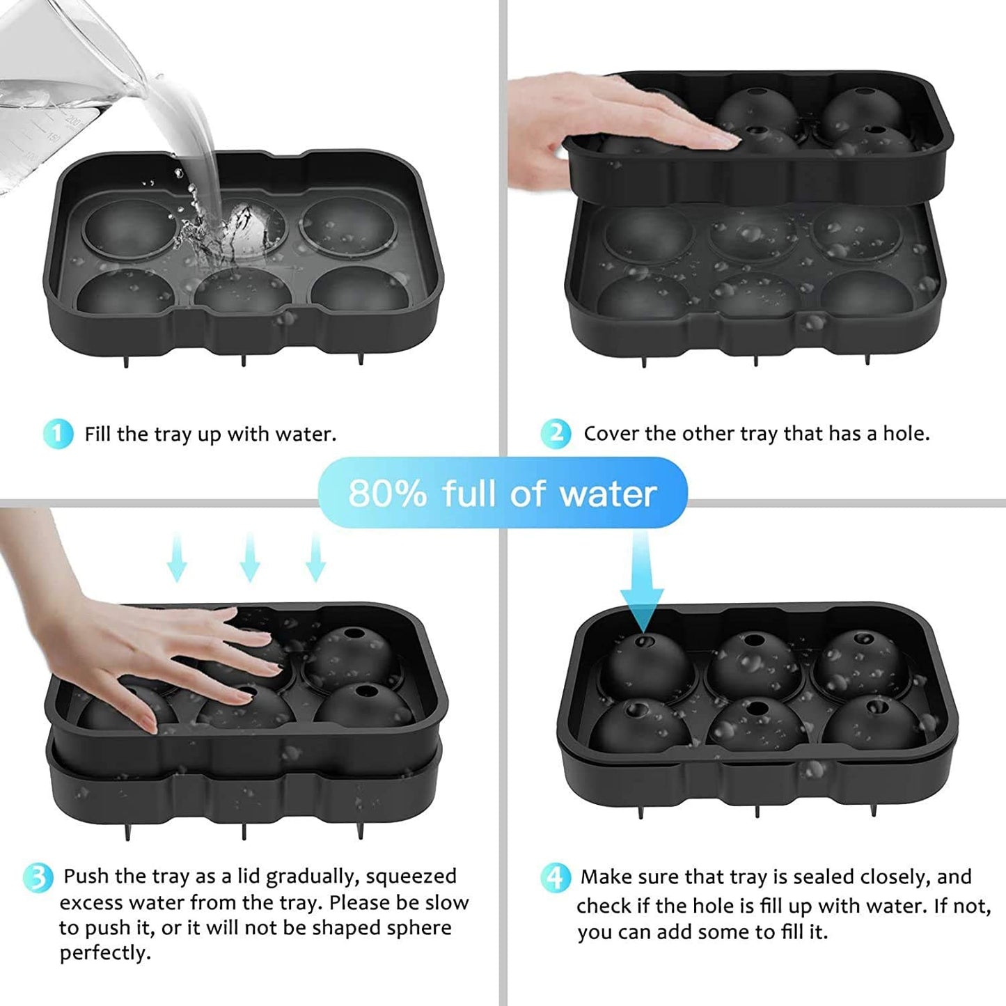 Silicone Ice Cube Tray Set – Large Square & Sphere Molds (BPA-Free)