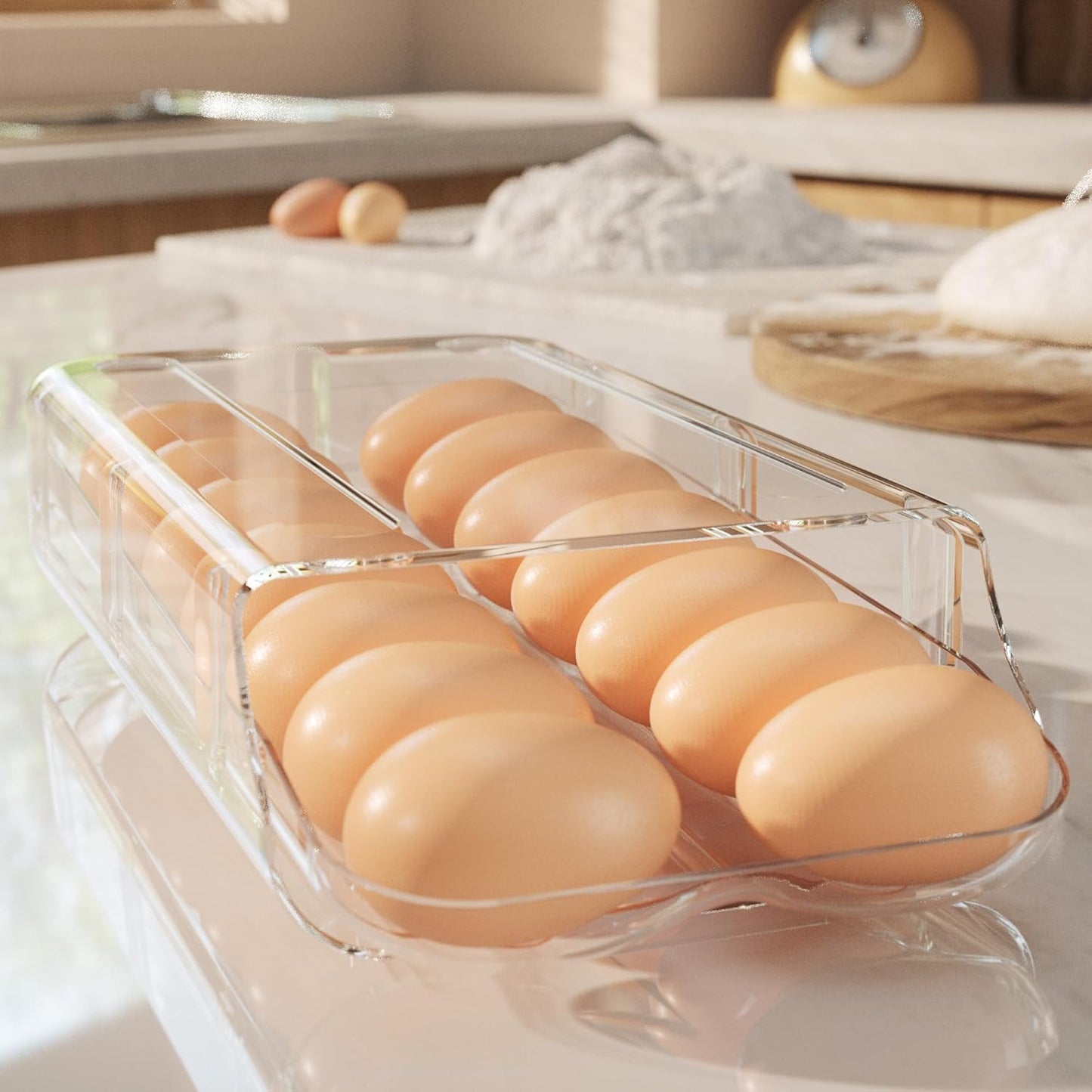 Auto-Rolling Egg Storage Drawer – Holds 12–14 Eggs