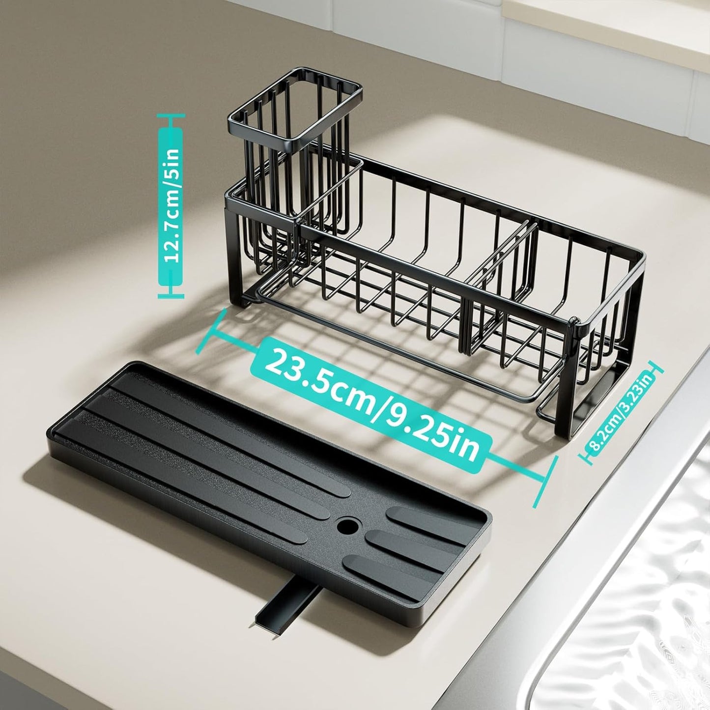 Stainless Steel Sink Caddy with Rotating Drain Pipe