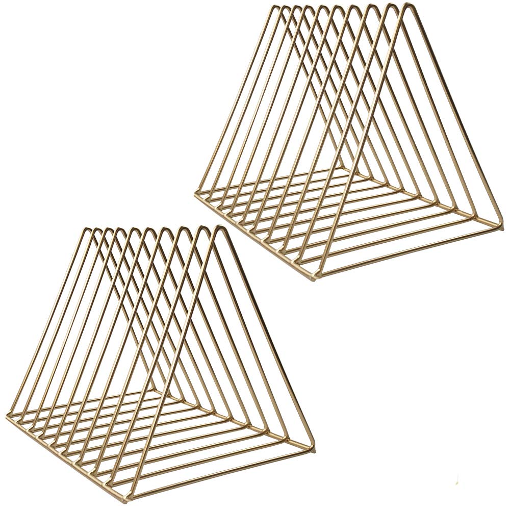 2-Pack Gold Triangle Magazine File Racks – 9 Slots