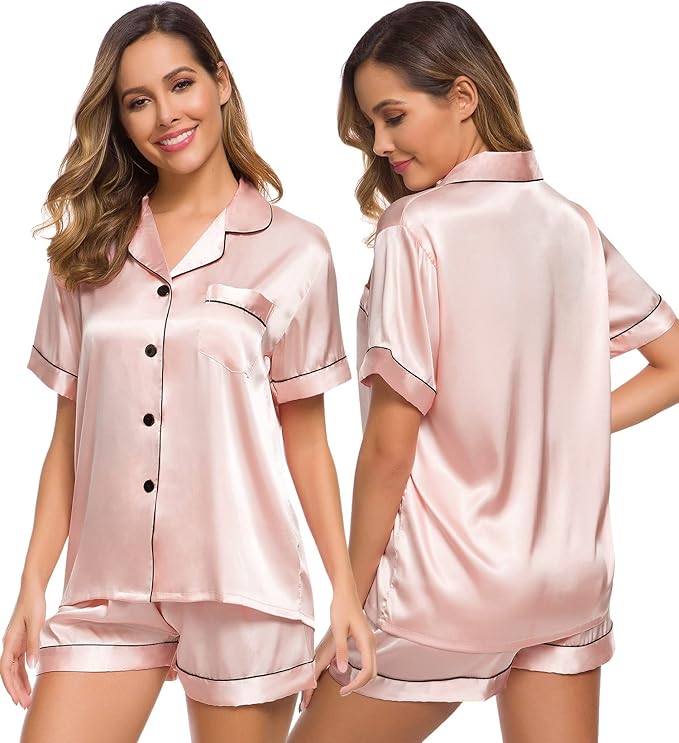 Women’s Silk Satin Pajama Set – 2-Piece Lounge & Sleepwear