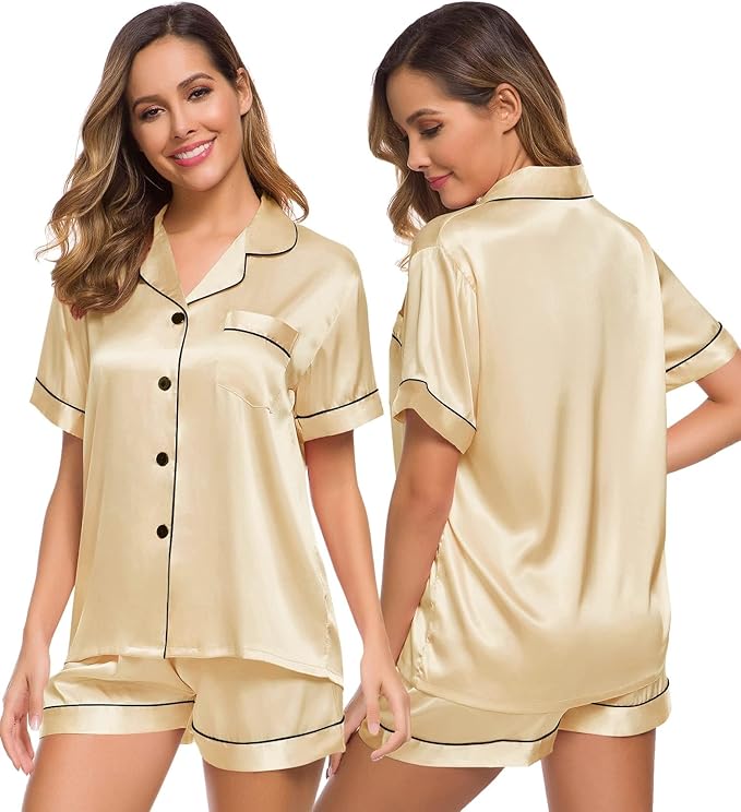 Women’s Silk Satin Pajama Set – 2-Piece Lounge & Sleepwear