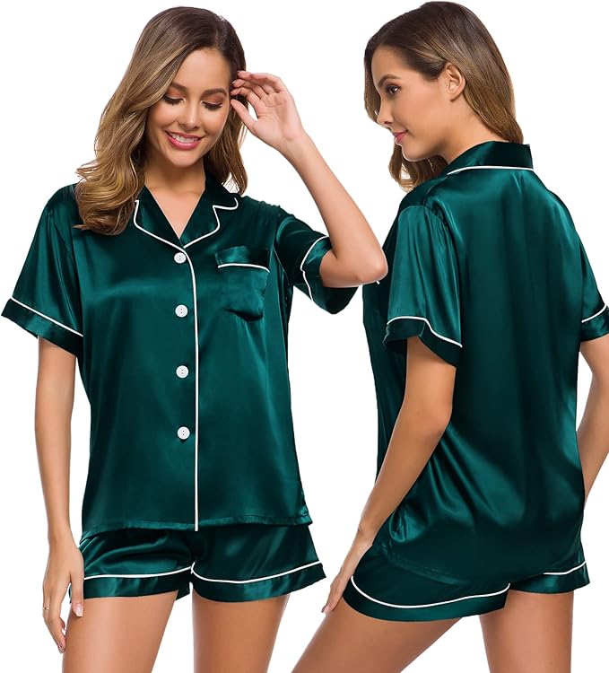 Women’s Silk Satin Pajama Set – 2-Piece Lounge & Sleepwear