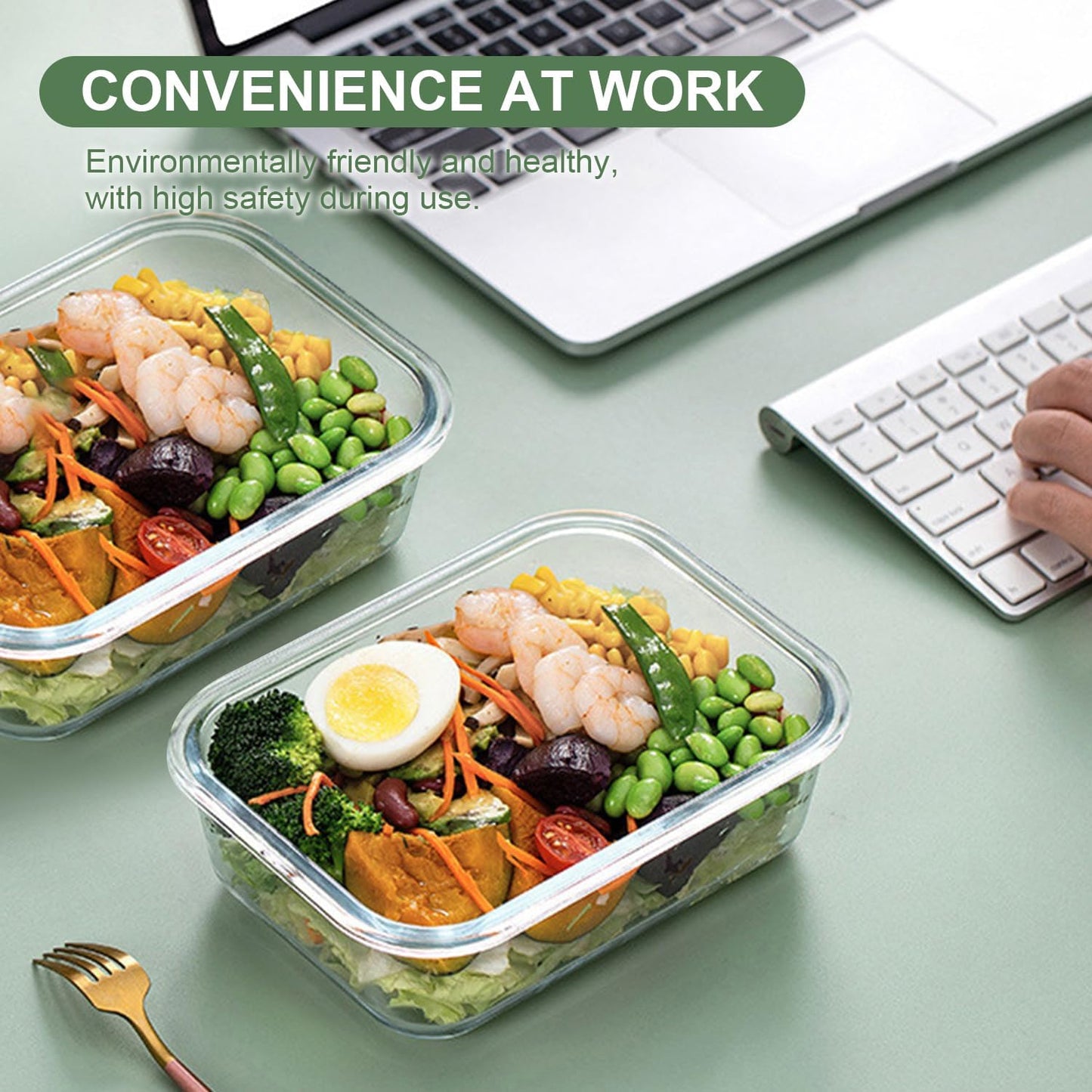 2-Pack Glass Food Storage Containers – 680ml, Durable & Leakproof