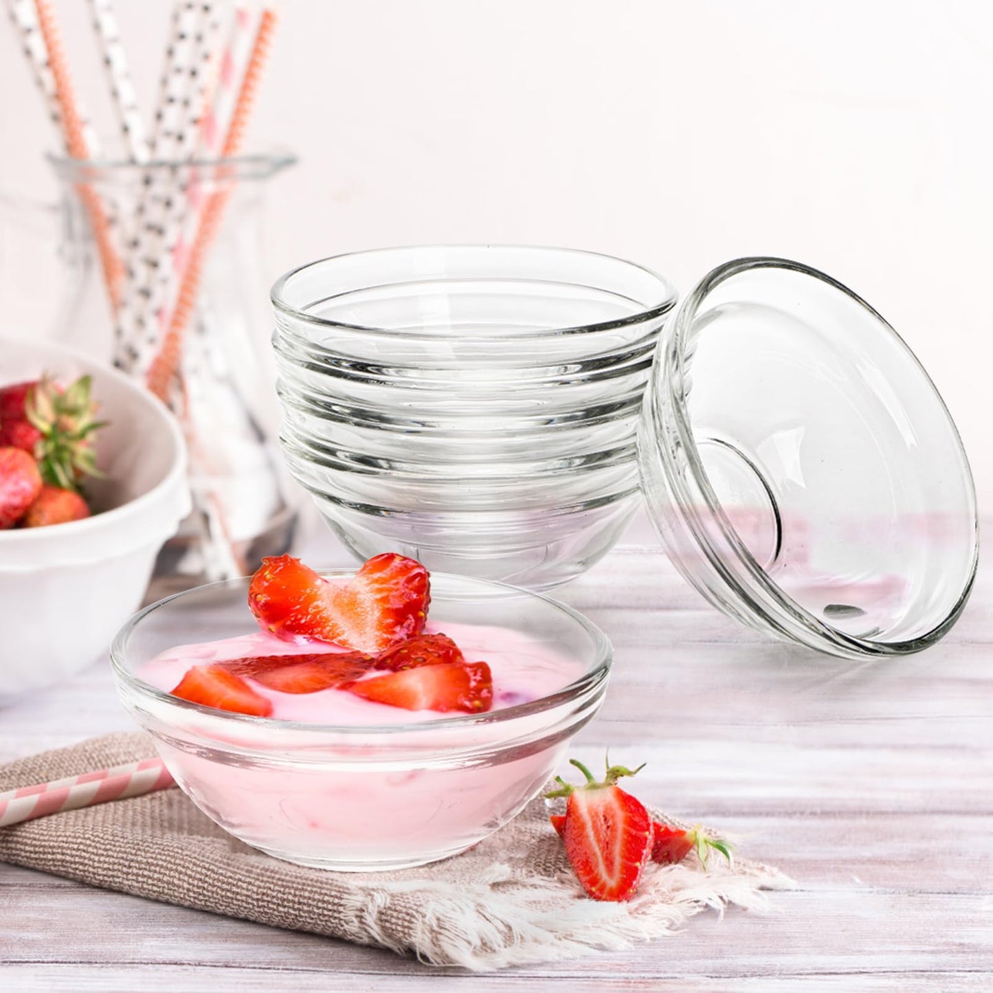 12-Pack Mini Glass Bowls – 9 cm, Transparent