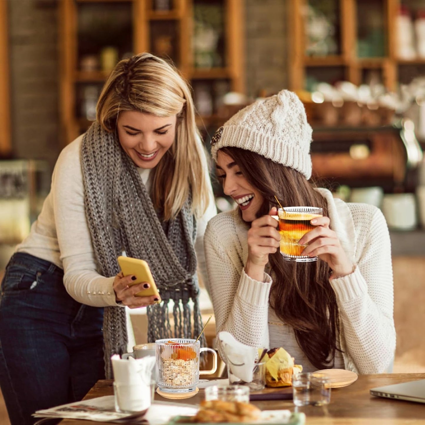 12oz Ribbed Glass Coffee Mug Set – Elegant, Durable & Gift-Ready
