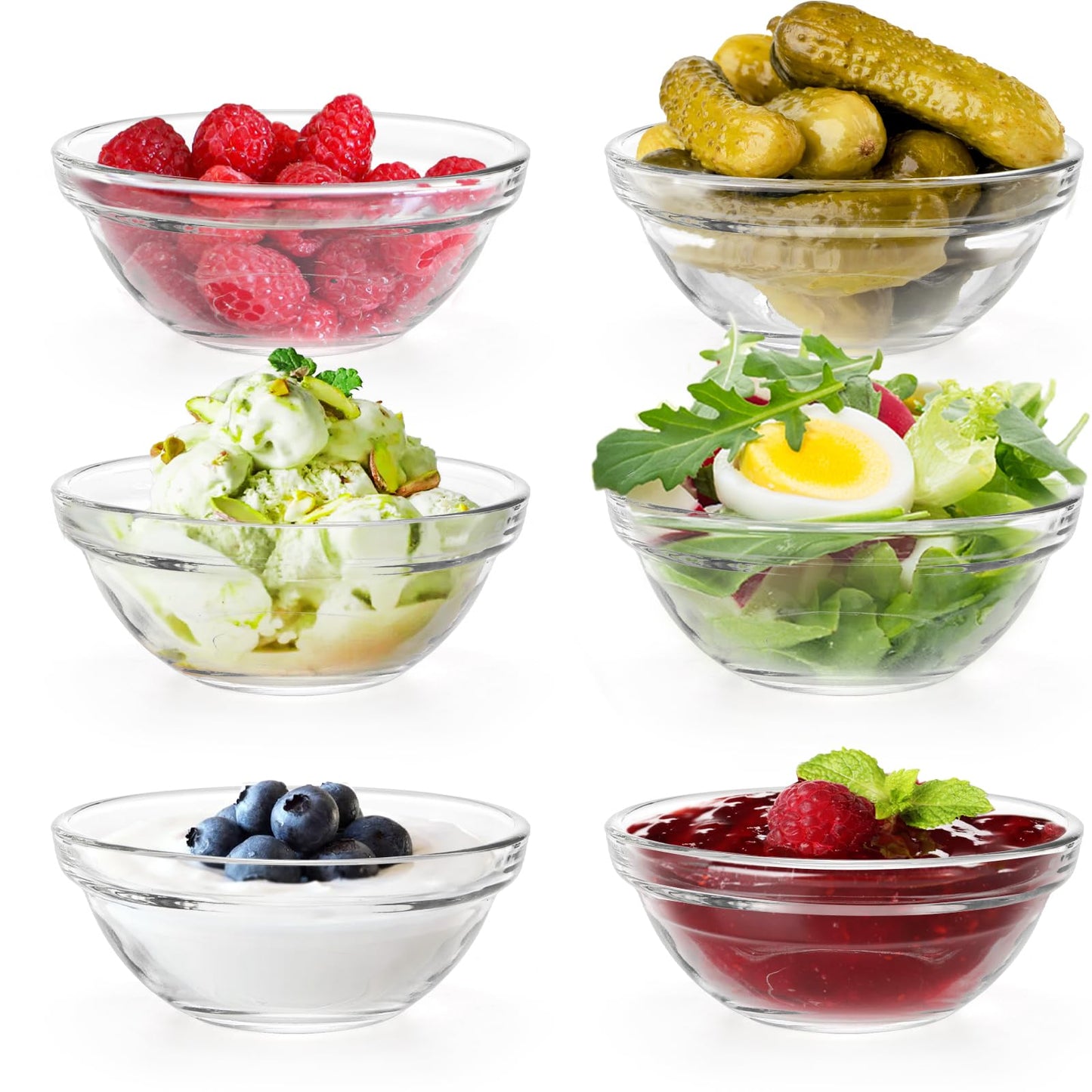 12-Pack Mini Glass Bowls – 9 cm, Transparent