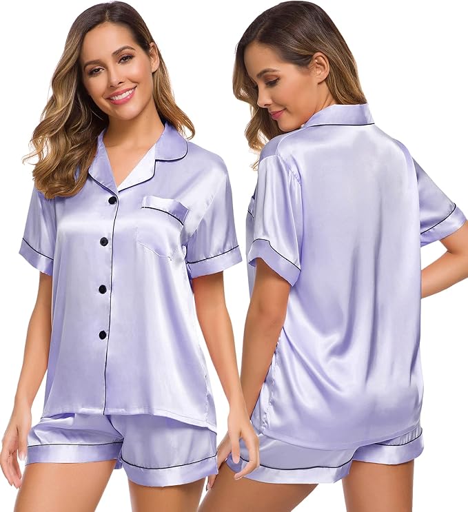 Women’s Silk Satin Pajama Set – 2-Piece Lounge & Sleepwear