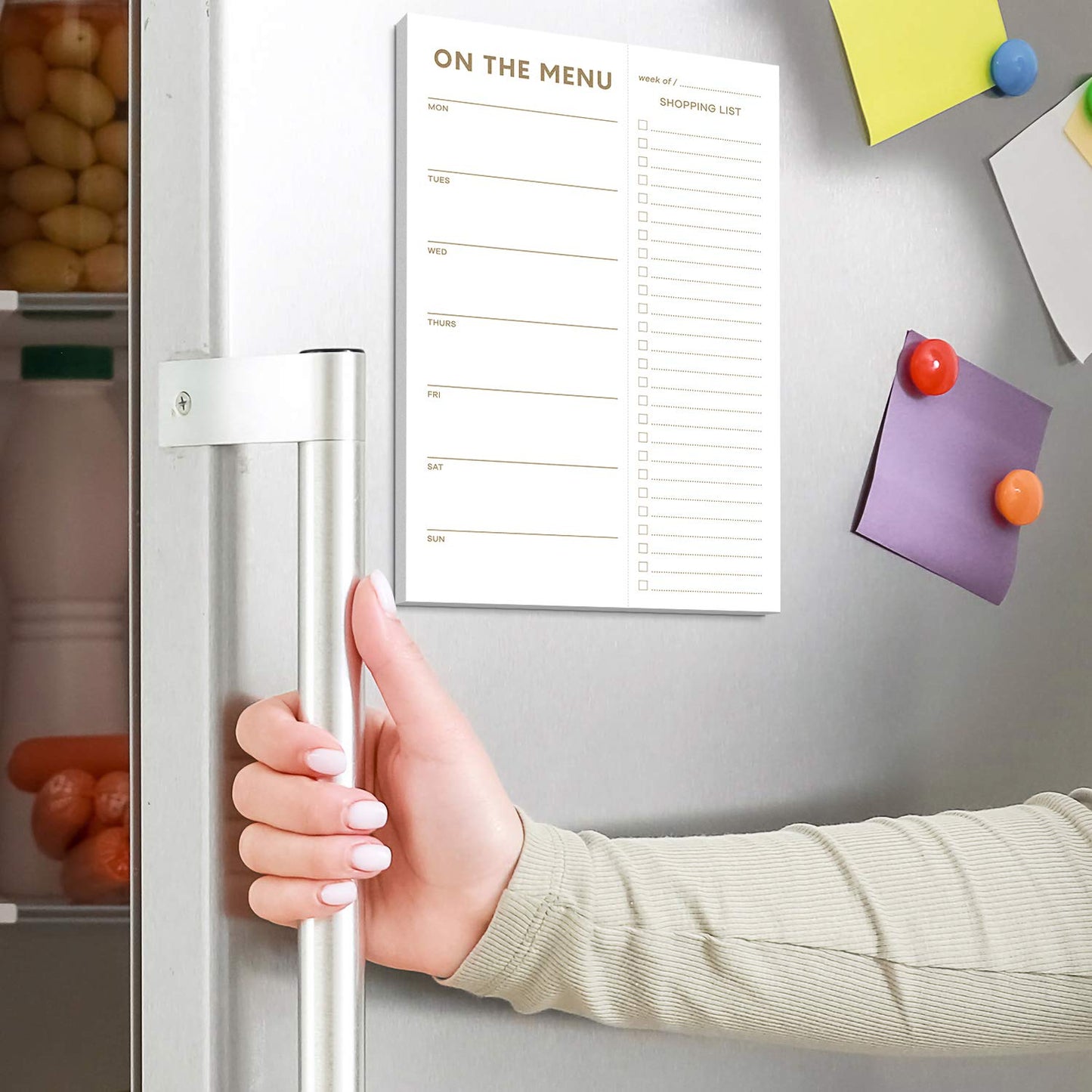 Magnetic Weekly Meal Planner Notepad – Gold Print (17x25cm)