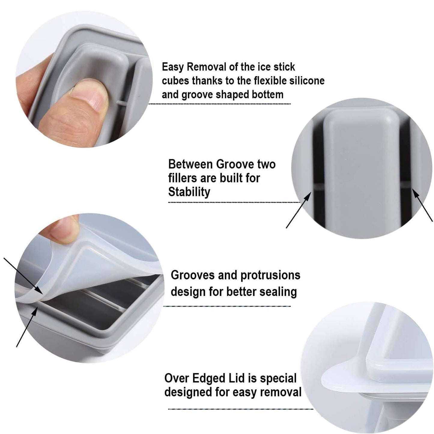 Silicone Ice Stick Tray with Lids – 10-Cube Water Bottle Mold