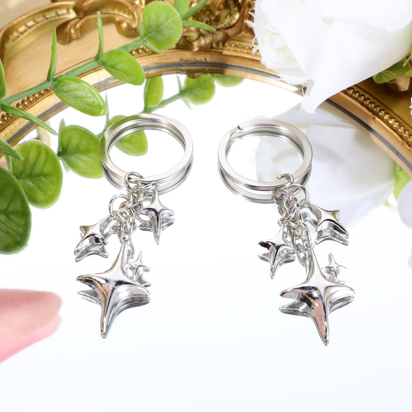 Stylish & Durable Star Moon Keychains – Set of 2