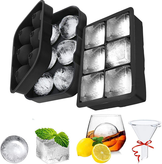 Silicone Ice Cube Tray Set – Large Square & Sphere Molds (BPA-Free)