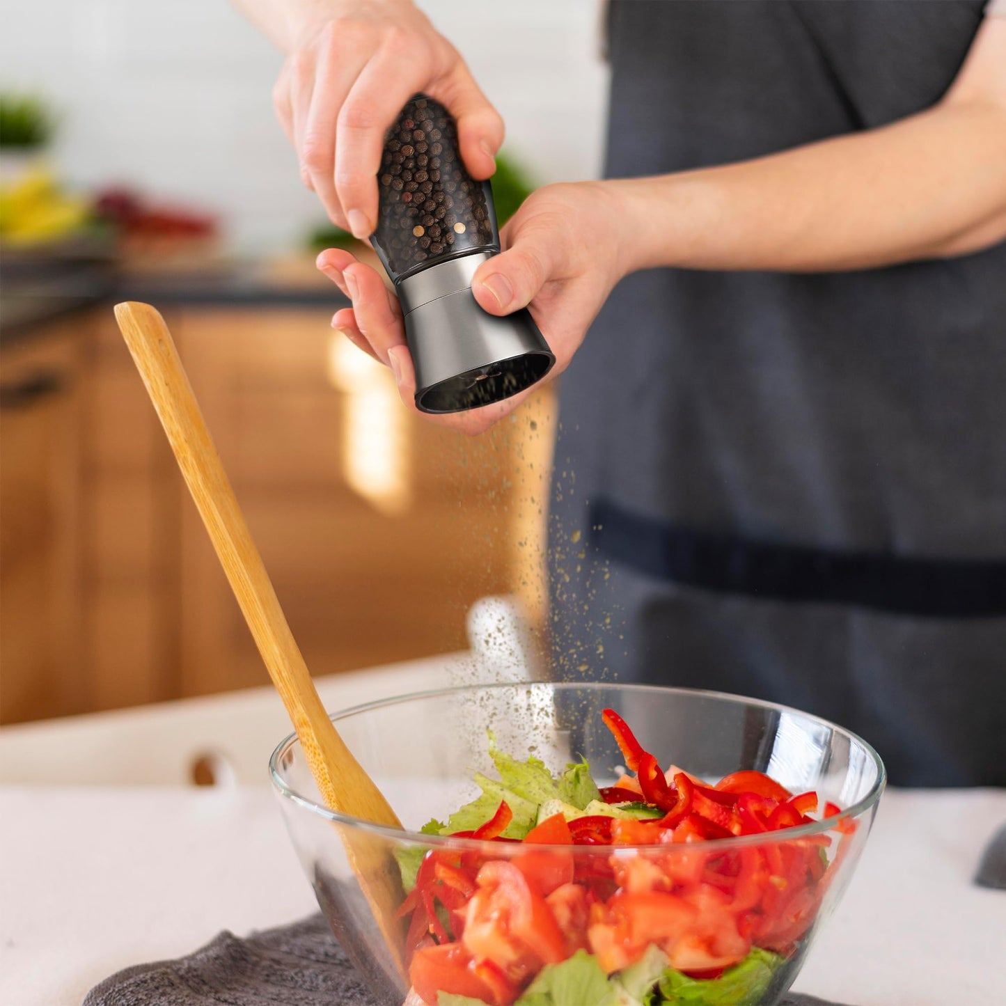 Silver Stainless Steel Salt & Pepper Grinder Set – Sleek, Adjustable & Built to Last