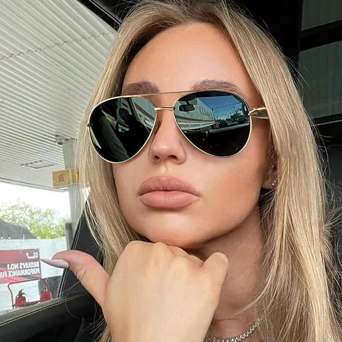 Trendy Double Bridge Metal Sunglasses