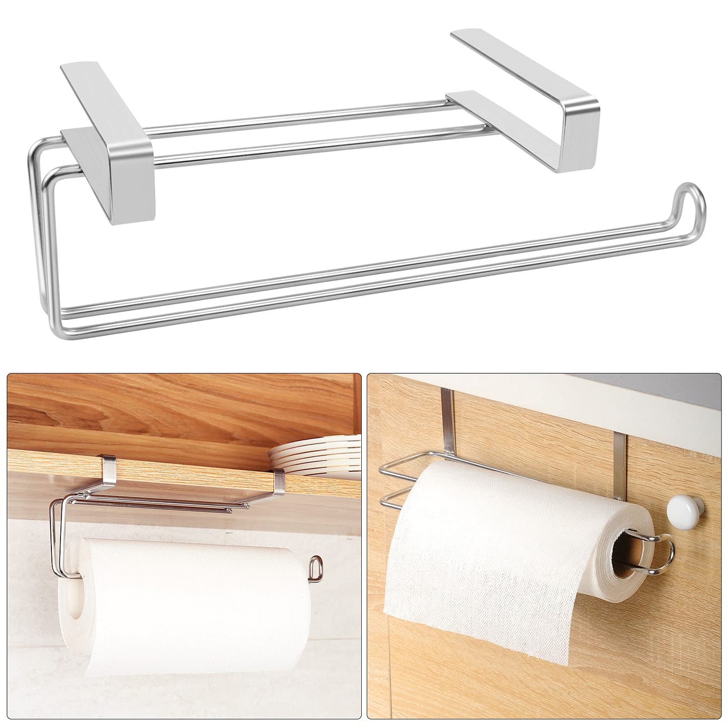 Stainless Steel Over-Cabinet Paper Towel Holder – Silver