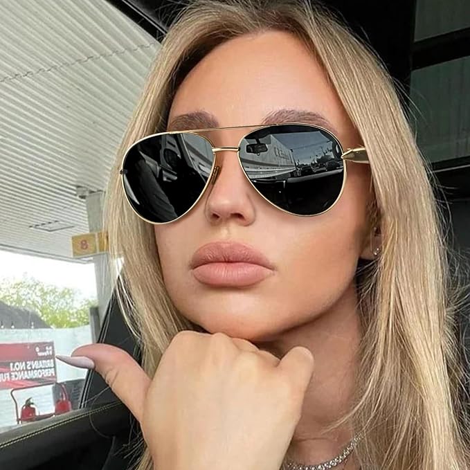 Trendy Double Bridge Metal Sunglasses