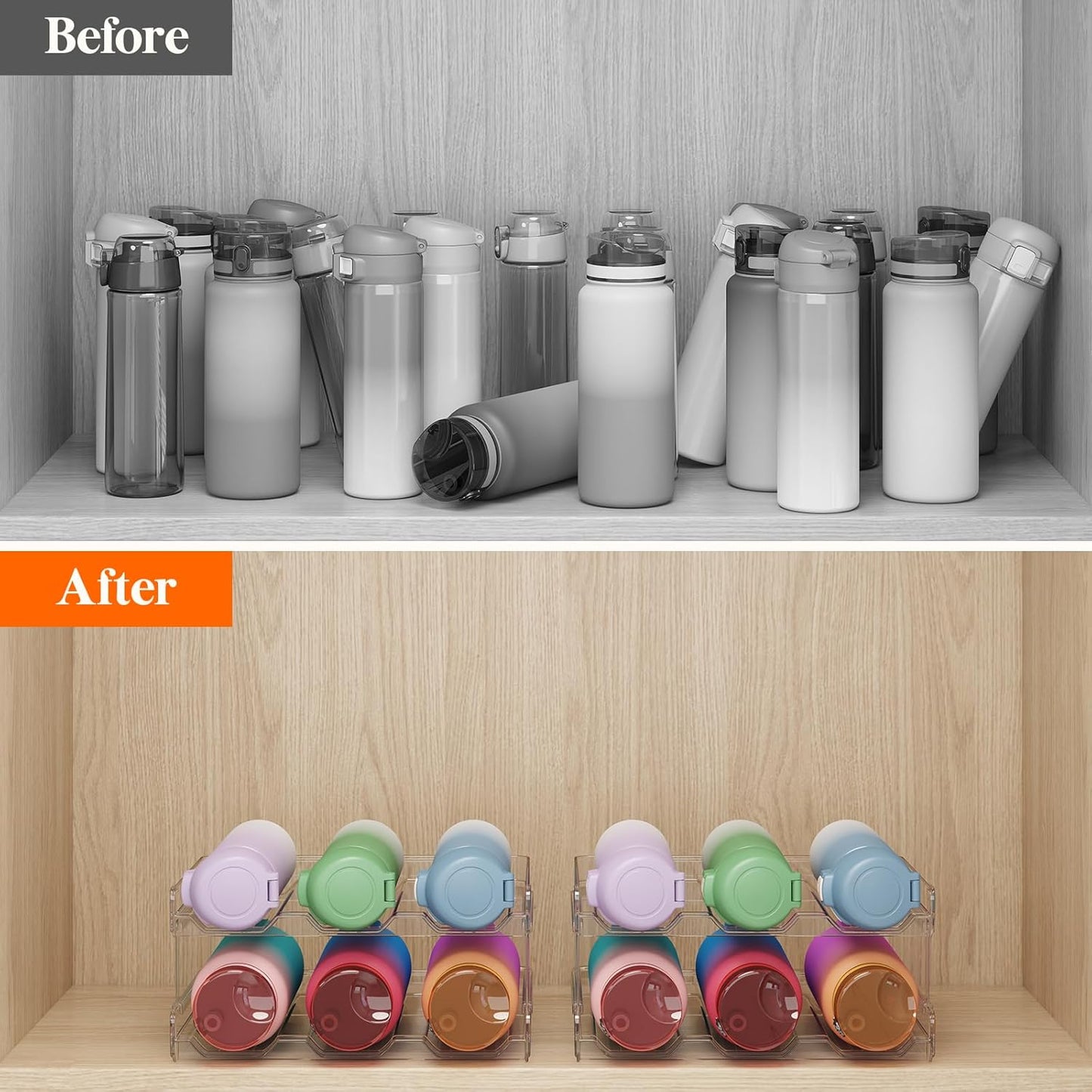 Stackable Bottle Organizer Set – Smart Storage for Kitchen & Fridge