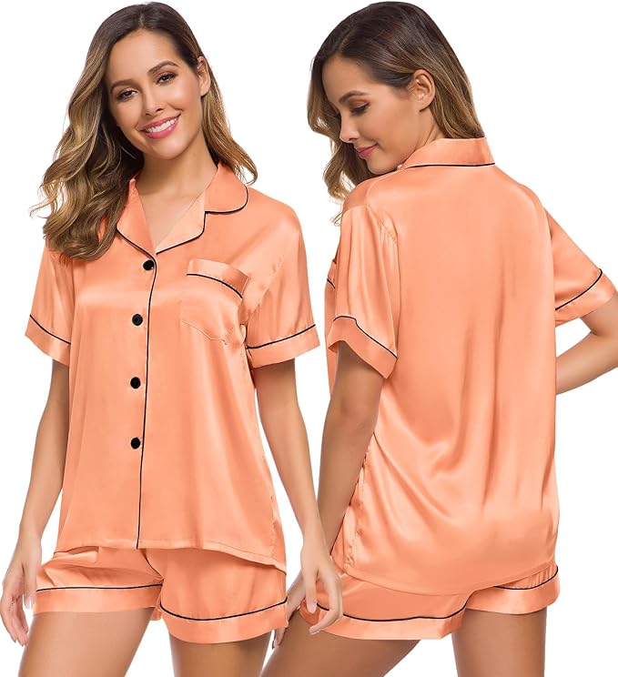 Women’s Silk Satin Pajama Set – 2-Piece Lounge & Sleepwear
