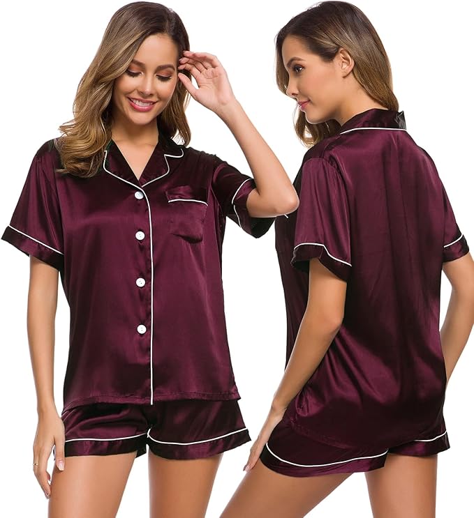 Women’s Silk Satin Pajama Set – 2-Piece Lounge & Sleepwear