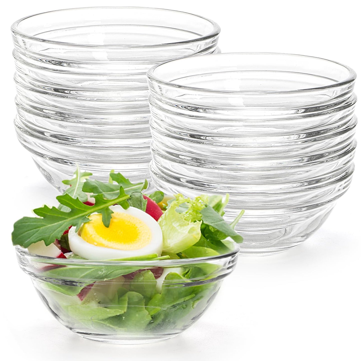 12-Pack Mini Glass Bowls – 9 cm, Transparent