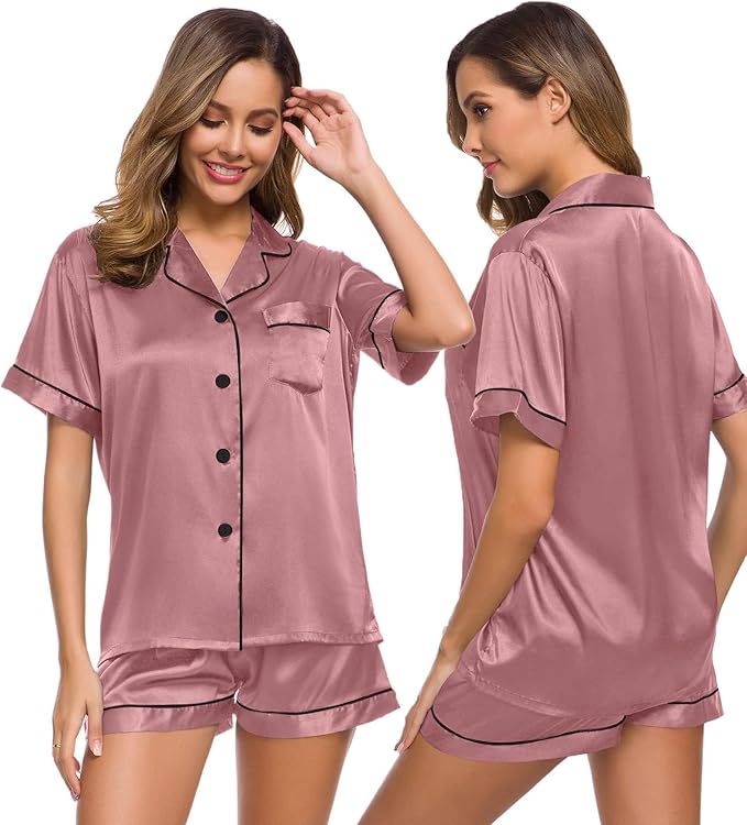 Women’s Silk Satin Pajama Set – 2-Piece Lounge & Sleepwear