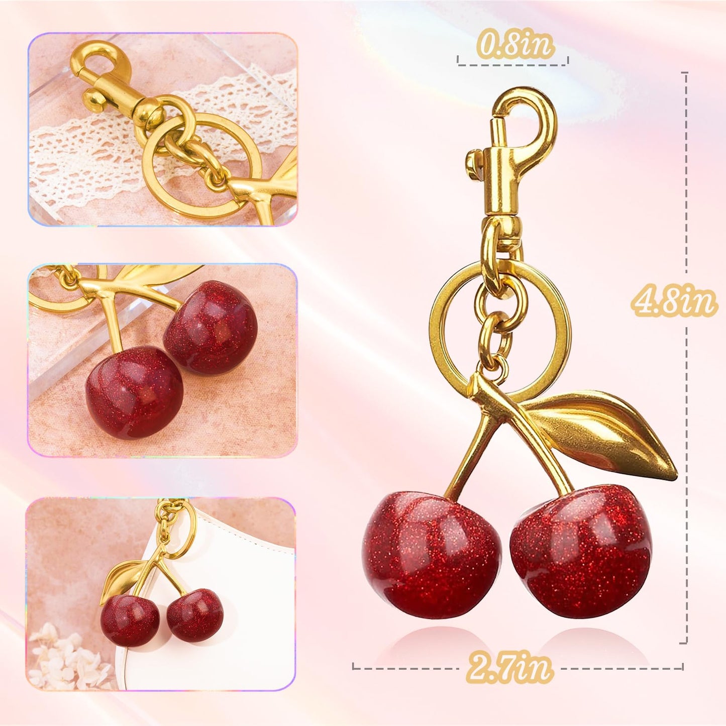 Sparkling Cherry Keychain – Glamorous, Gift-Ready Accessory