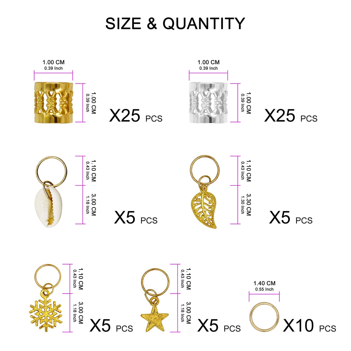 80-Piece Hair Jewelry Set – Gold & Silver Braiding Accessories